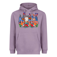 Lavender All American Mama Cow Flowers Heavyweight Hoodie - CowCowDesign