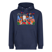 Navy All American Mama Cow Flowers Heavyweight Hoodie - CowCowDesign