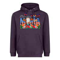 Plum All American Mama Cow Flowers Heavyweight Hoodie - CowCowDesign