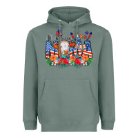 Sage All American Mama Cow Flowers Heavyweight Hoodie - CowCowDesign
