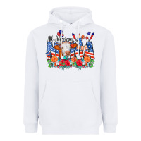 White All American Mama Cow Flowers Heavyweight Hoodie - CowCowDesign