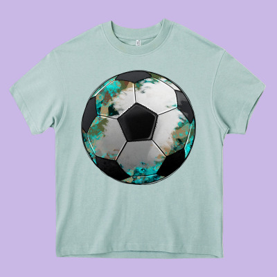 Western Sport Soccer Camouflage Turquoise Pattern Heavy Core Tee Designed By Artiststas