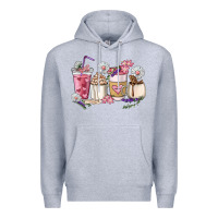Heather Grey Mama coffee cup mother's day Premium Hoodie - HowdyJamesFarm
