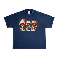 Navy Christmas Wine Glasses Urban Heavy Tee - MaliasSmallBusiness