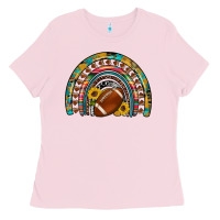 Bubblegum Pink football rainbow Ladies Tee - Artiststas