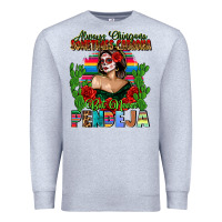 Heather Grey Mexican Chingona Premium Sweatshirt - FaDigitalArtStudio