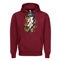 Burgundy Lightning bolt Baseball Zipper Hoodie - HowdyJamesFarm