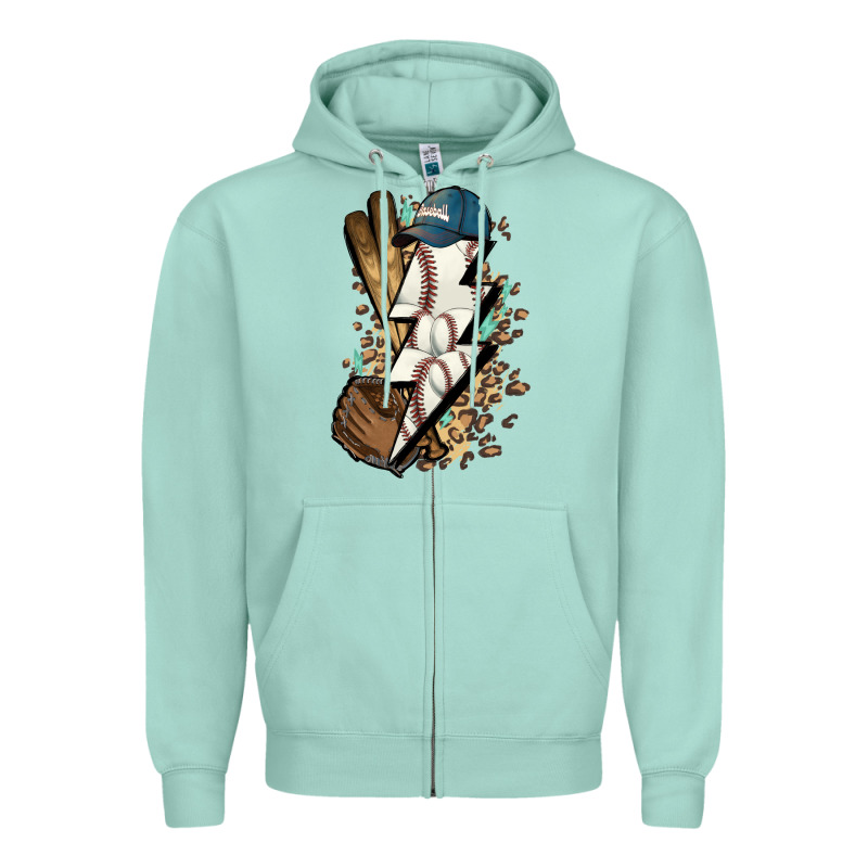 Lightning Bolt Baseball Zipper Hoodie by HowdyJamesFarm | Teevron