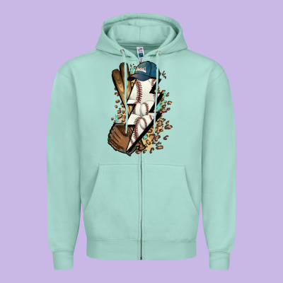 Lightning Bolt Baseball Zipper Hoodie Designed By Howdyjamesfarm