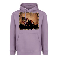 Lavender America Western Cowboy and Cowgirl Leopard Frame Heavyweight Hoodie - CowCowDesign