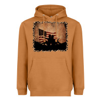 Meerkat America Western Cowboy and Cowgirl Leopard Frame Heavyweight Hoodie - CowCowDesign