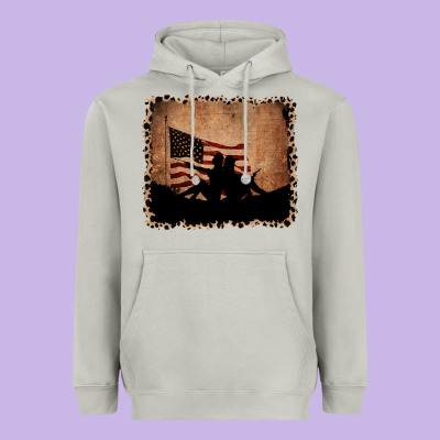 America Western Cowboy And Cowgirl Leopard Frame Heavyweight Hoodie Designed By Cowcowdesign