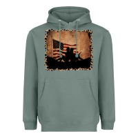 Sage America Western Cowboy and Cowgirl Leopard Frame Heavyweight Hoodie - CowCowDesign