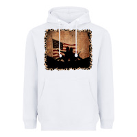 White America Western Cowboy and Cowgirl Leopard Frame Heavyweight Hoodie - CowCowDesign