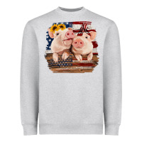 Heather Grey Cute Couple American Pigs Heavyweight Sweatshirt - Bettercallsaul