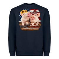 Navy Cute Couple American Pigs Heavyweight Sweatshirt - Bettercallsaul