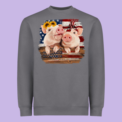 Cute Couple American Pigs Heavyweight Sweatshirt Designed By Bettercallsaul