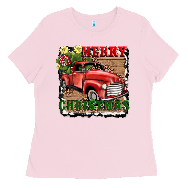 Merry Christmas With Truck Ladies Tee by AdoDesignShop | Teevron