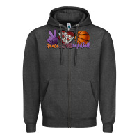 Charcoal Heather Peace love Basketball Zipper Hoodie - HowdyJamesFarm
