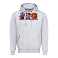 Heather Grey Peace love Basketball Zipper Hoodie - HowdyJamesFarm