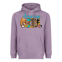 Lavender American Girl, western Cowhide Heavyweight Hoodie - CowCowDesign
