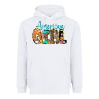 White American Girl, western Cowhide Heavyweight Hoodie - CowCowDesign