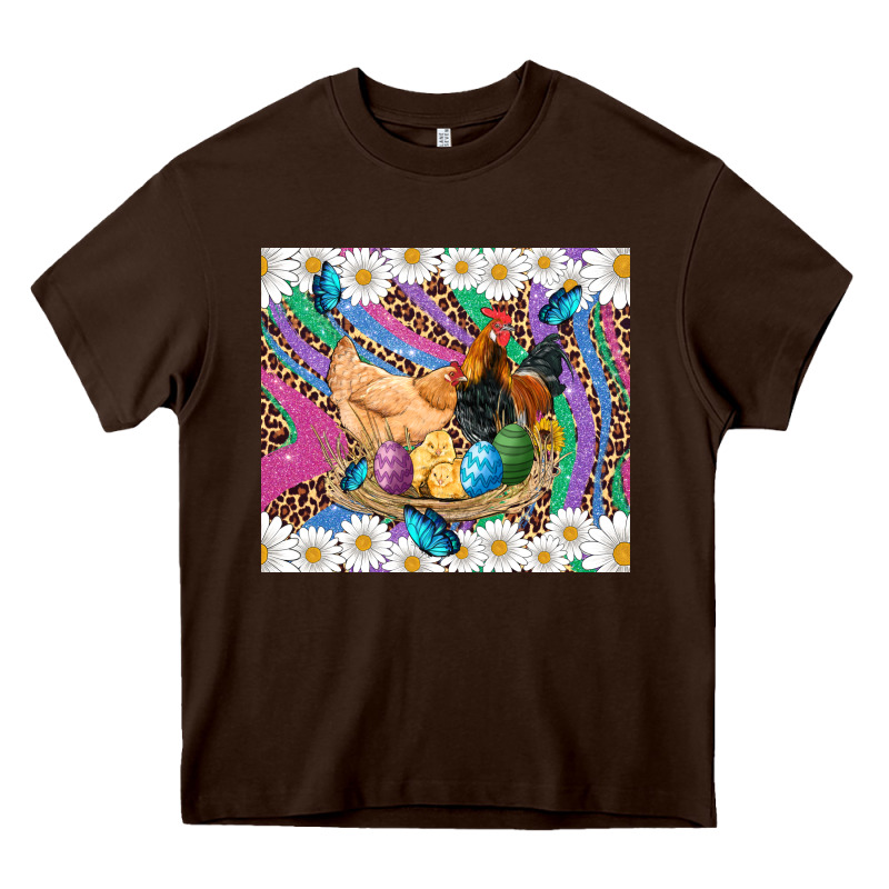 Easter Farm Chicken Chick Rooster Daisys Butterfly Sunflower Eggs Glit Heavy Core Tee by Artiststas | Teevron