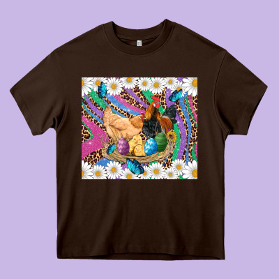 Easter Farm Chicken Chick Rooster Daisys Butterfly Sunflower Eggs Glit Heavy Core Tee Designed By Artiststas