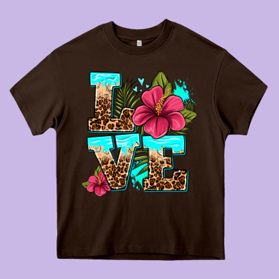 Love Summer With Flowers Heavy Core Tee Designed By Adodesignshop