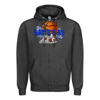 Charcoal Heather game day basketball Zipper Hoodie - HowdyJamesFarm