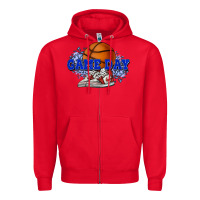 Red game day basketball Zipper Hoodie - HowdyJamesFarm