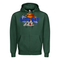 Sports Green game day basketball Zipper Hoodie - HowdyJamesFarm
