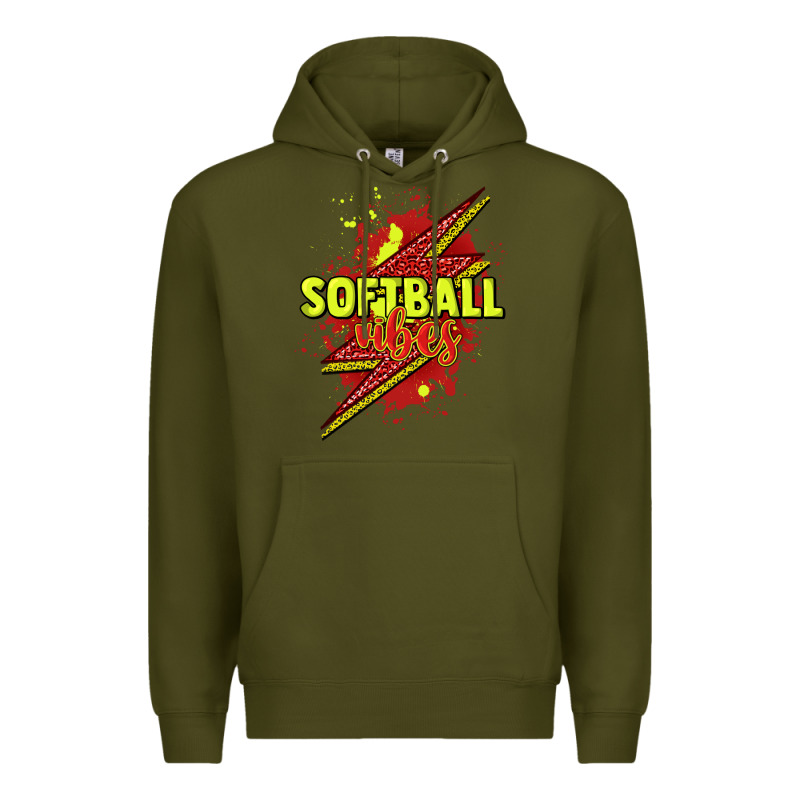 Softball Vibes Lightning Bolt Premium Hoodie by HowdyJamesFarm | Teevron