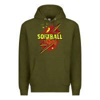 Army Green Softball vibes lightning bolt Premium Hoodie - HowdyJamesFarm