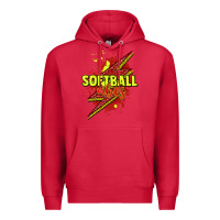 Cardinal Softball vibes lightning bolt Premium Hoodie - HowdyJamesFarm