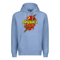 Colony Blue Softball vibes lightning bolt Premium Hoodie - HowdyJamesFarm