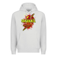 Dove Grey Softball vibes lightning bolt Premium Hoodie - HowdyJamesFarm