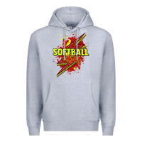 Heather Grey Softball vibes lightning bolt Premium Hoodie - HowdyJamesFarm