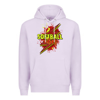Lilac Softball vibes lightning bolt Premium Hoodie - HowdyJamesFarm