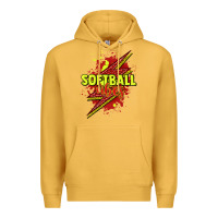 Mustard Softball vibes lightning bolt Premium Hoodie - HowdyJamesFarm