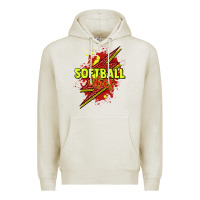Oatmeal Heather Softball vibes lightning bolt Premium Hoodie - HowdyJamesFarm