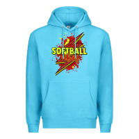Ocean Blue Softball vibes lightning bolt Premium Hoodie - HowdyJamesFarm