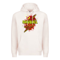 Pale Pink Softball vibes lightning bolt Premium Hoodie - HowdyJamesFarm