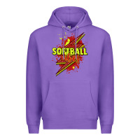Purple Softball vibes lightning bolt Premium Hoodie - HowdyJamesFarm