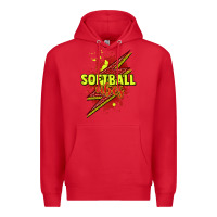 Red Softball vibes lightning bolt Premium Hoodie - HowdyJamesFarm