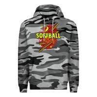 Slate Camo Softball vibes lightning bolt Premium Hoodie - HowdyJamesFarm