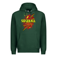 Sports Green Softball vibes lightning bolt Premium Hoodie - HowdyJamesFarm