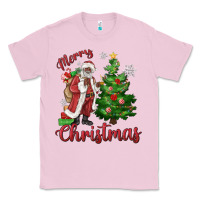 Bubblegum Pink Merry Christmas Black Santa Classic Tee - MaliasSmallBusiness