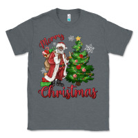Charcoal Heather Merry Christmas Black Santa Classic Tee - MaliasSmallBusiness