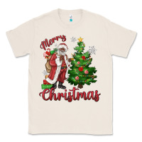 Natural Merry Christmas Black Santa Classic Tee - MaliasSmallBusiness